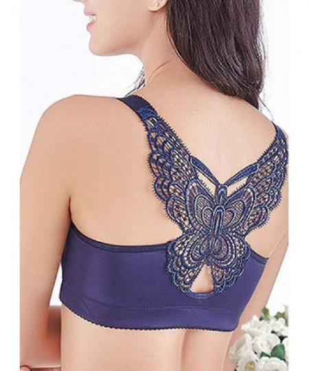 Bras Women Front Closure Comfort Plus Size Butterfly Embroidery Everyday Bras - 7 - CX18W5UI8QA