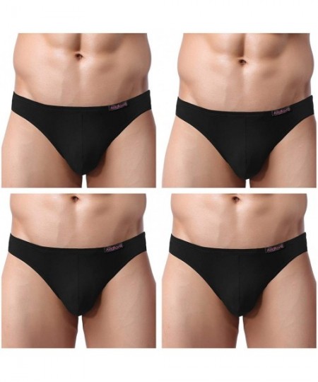 Bikinis Men's Underwear Bikini Briefs Low Rise Thong Underwear Pack of 4 - Black - C3127AC2CM5