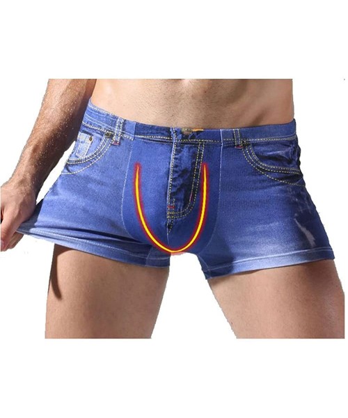 Boxer Briefs 2 Pcs Men Underwear 3D Cowboy Printed Cotton Men's Cuecas Boxer Briefs- Fake Jean - CW187OSO6DU