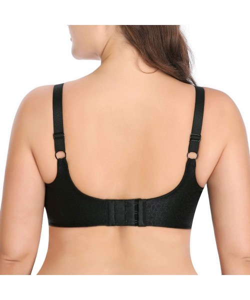 Bras Womens Full Figure Minimizer Bra Seamless Underwire T-Shirt Bra Plus Size Unlined Contour Bra - Black - C318K6C0RXI
