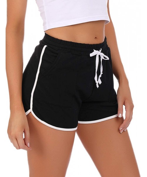 Bottoms Women's Sleep Shorts Cotton Stretchy Boxer Pajama Bottoms - Z_black - C419C268AGI