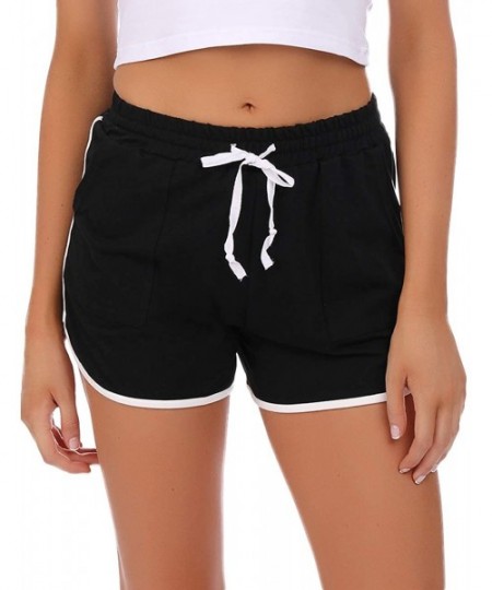 Bottoms Women's Sleep Shorts Cotton Stretchy Boxer Pajama Bottoms - Z_black - C419C268AGI
