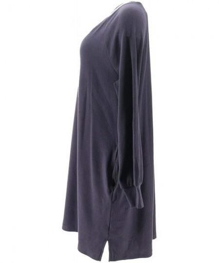 Nightgowns & Sleepshirts Loungewear Cozy Knit Waffle V-Neck Dress A297311 - Frosted Plum - CH19345ZLMT
