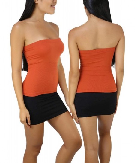 Camisoles & Tanks Women's Sexy Sleek & Slimming Layering Bandeau Strapless Tube Top - Rust - CZ18X0GLSNT
