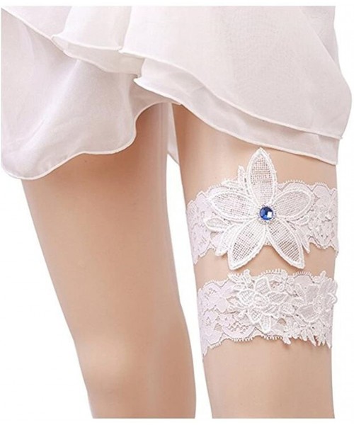 Garters & Garter Belts Rhinestones Lace Garter Wedding Garter Bridal Garter Belt Set - D - CS184Z9GUA4