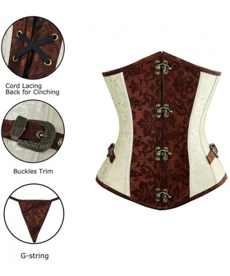 Bustiers & Corsets Women's Steampunk Classic Gothic Overbust Corset Tops Bustier Punk Rock Outfits Halloween Costume - Beige-...