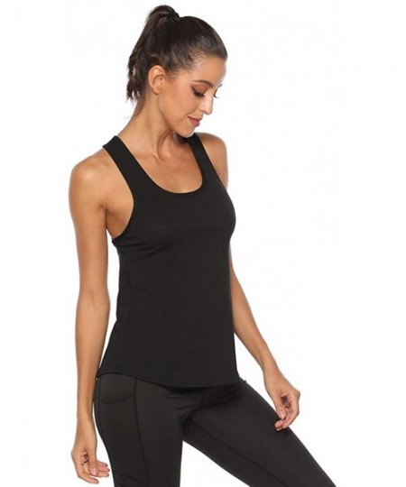 Slips Yoga Tank Tops for Women- Women's Performance Stretchy Quick Dry Sports Workout Running Top Vest - Black - CB1965K6EK8