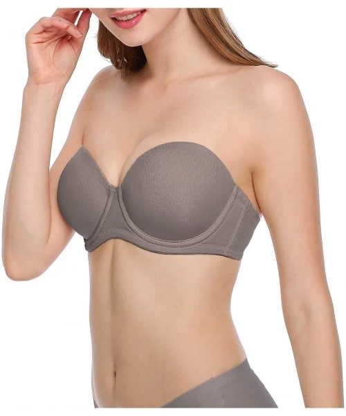 Bras Strapless Bra Contour Full Cup Convertible Push Up Bra Underwire Stay Put for Large Bust Women - Toffee - CL1905KWLKA