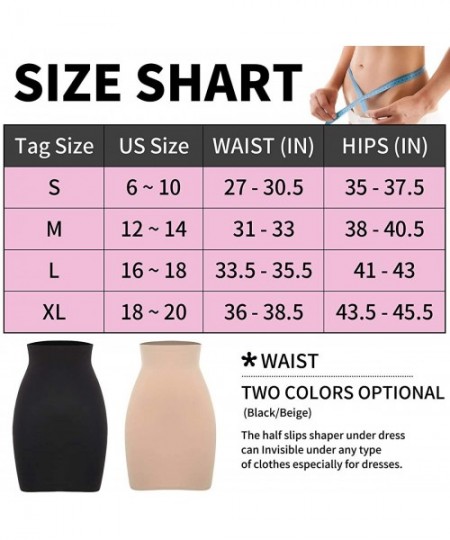 Shapewear Seamless Half Slips for Women Under Dresses Cool Comfort High Waist Slips Shaper Lightly Control Tight Skirt Underg...
