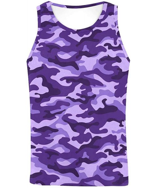 Undershirts Men's Muscle Gym Workout Training Sleeveless Tank Top Psychedelic Jungle Floral - Multi3 - C319D0WZ2G8