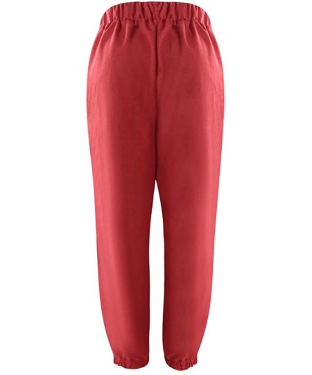 Bottoms Women's Cotton Blend Elastic Waist Sweatpants Joggers Pants - Casual Sports Comfy Pockets Harem Pants Trousers - B Wa...
