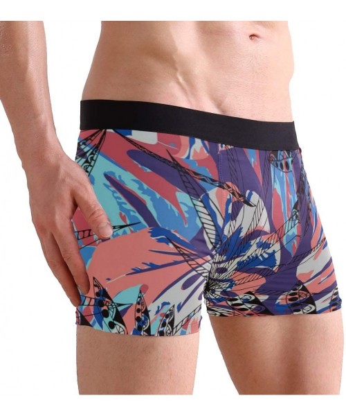 Boxer Briefs Colorful Tropical Plants Men's Sexy Boxer Briefs Stretch Bulge Pouch Underpants Underwear - Colorful Tropical Pl...