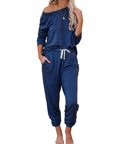Sets Women's Casual 2 Piece Outfits Tie Dye Pajama Set Long Sleeve Top + Jogger Pants Trousers Sleepwear with Pockets - D-dar...