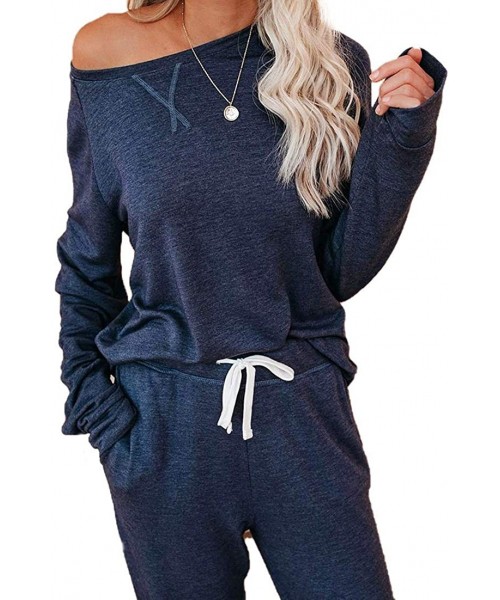 Sets Women's Casual 2 Piece Outfits Tie Dye Pajama Set Long Sleeve Top + Jogger Pants Trousers Sleepwear with Pockets - D-dar...