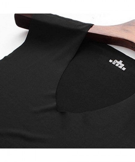 Sleep Sets Men's Ice Silk Traceless Thin Breathable Performance Sleeveless Workout Muscle Bodybuilding Tank Tops Shirts - Bla...