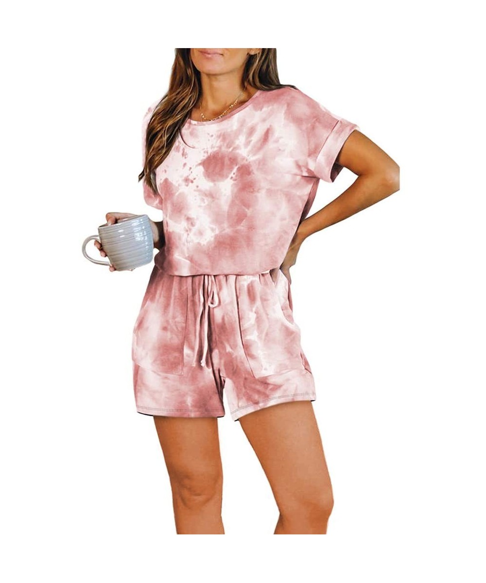 Sets Women Pajamas Set Sleepwear Cotton Tie Dye Lingerie Girls Summer Short Sleeve Tops Shorts Soft Lounging Suit Pijamas-C -...