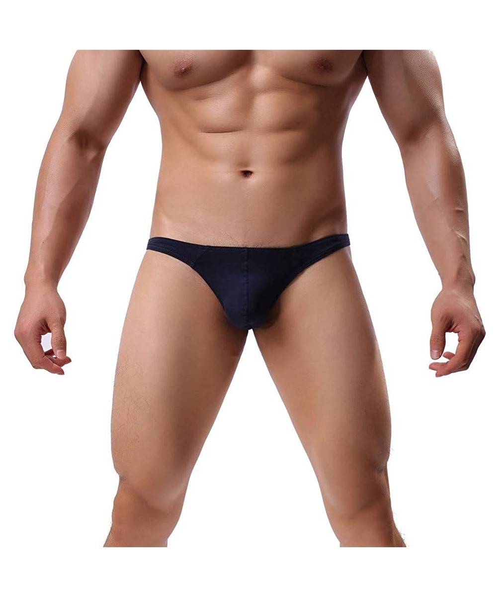 Briefs Men's Sexy Underwear T-Back Underpants Pouch Soft Breathable Briefs Panties - Dark Blue - CR18R6I73KE
