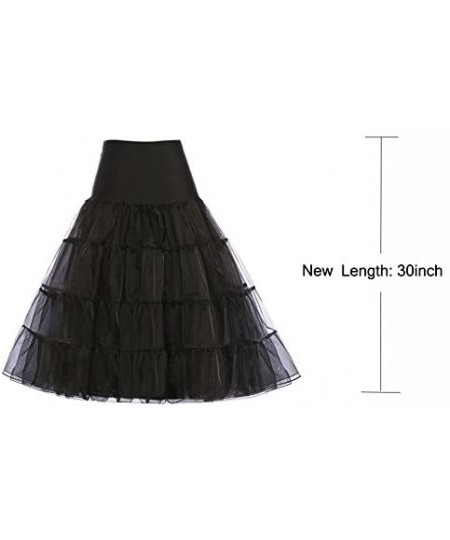 Slips Women's 50s Vintage Petticoat Crinoline Tutu Underskirts Tea Length 30 inch Long - Black - CV188ZLK9XT