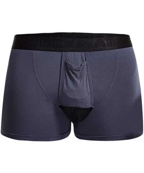 Briefs Mens Boxer Briefs Underwear Classic Open Fly Underpants Cotton Sweat Absorbing Breathable Comfort Briefs - Dark Gray -...