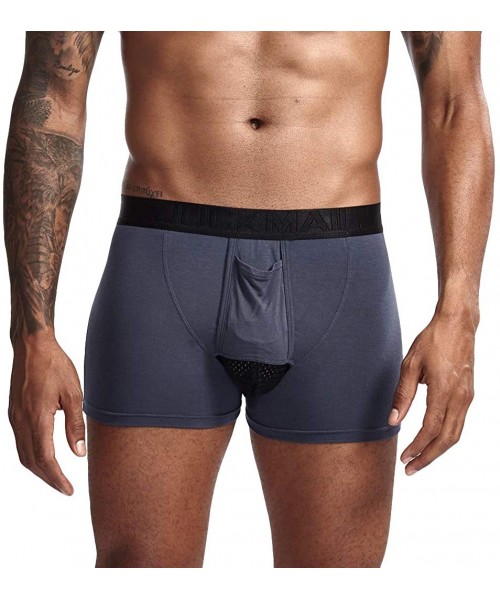 Briefs Mens Boxer Briefs Underwear Classic Open Fly Underpants Cotton Sweat Absorbing Breathable Comfort Briefs - Dark Gray -...