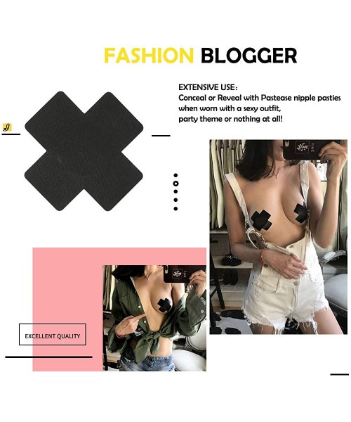 Accessories Disposable Pasties Adhesive Nipple Covers Lingerie Breast Pasties Petals for Women - Glossy Black - CR18H3G7CCZ