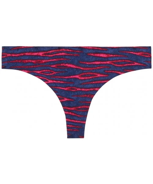 Panties Women's Microfiber Thong - Millennial Pink Tiger Print - CL18UXOOYIQ