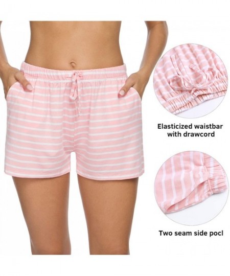 Bottoms Pajama Shorts Womens Lounge Short Sleep Shorts Pajama Bottoms - Grey Stripe Pink Stripe - CO190E0MZQW