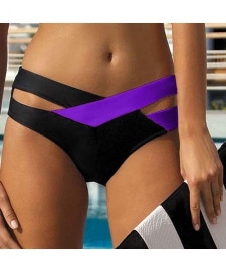 Thermal Underwear Swimsuits for Womens Cross Bandage Bikini Set Push-Up Brazilian Swimwear Beachwear Swimsuit - E-purple - CA...