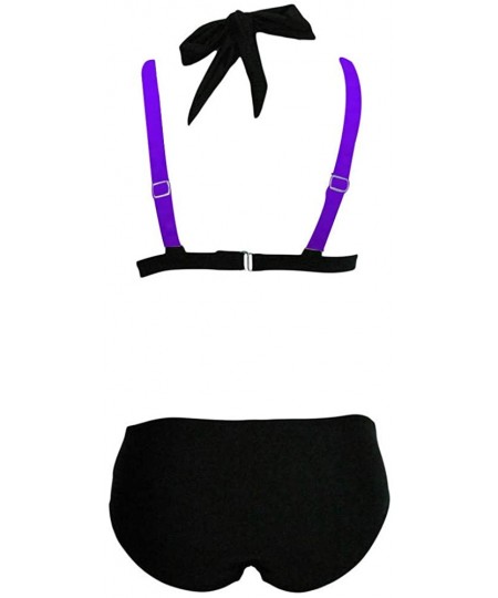 Thermal Underwear Swimsuits for Womens Cross Bandage Bikini Set Push-Up Brazilian Swimwear Beachwear Swimsuit - E-purple - CA...