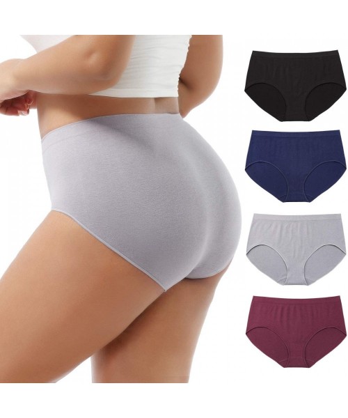 Panties Seamless Womens Underwear Cotton High Waist Panties Breathable Ladies Briefs Plus Size Panty(S-XXL) - N-color - CK196...