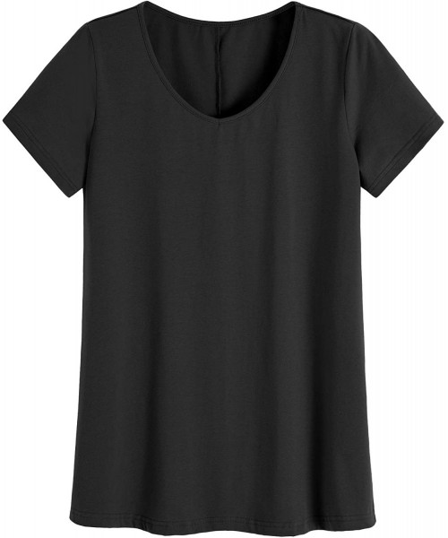 Tops Women's V-Neck Sleepwear T-Shirt Casual Lounge Top - Black - CP18W5IN4U5