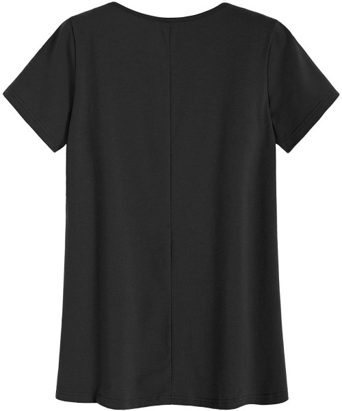 Tops Women's V-Neck Sleepwear T-Shirt Casual Lounge Top - Black - CP18W5IN4U5