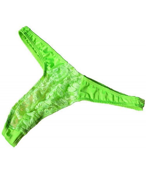 G-Strings & Thongs Sexy Men Lace Thongs Transparent Breathable Panties See Through Pouch G-Strings Underpants Jockss - Green ...