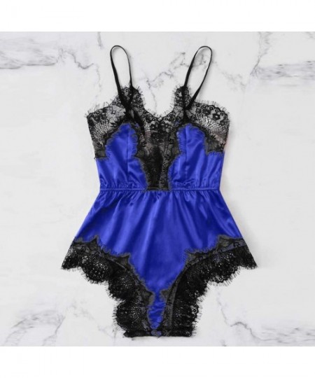 Baby Dolls & Chemises Sexy Lingerie for Women for Sex Women's Lace Chemise Nighty Babydoll Plus Size Sleepwear Dress 2019 (Bl...