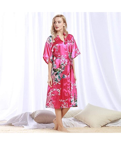 Nightgowns & Sleepshirts Nightgown- Bathrobe- hot Cardigan- Silk-Like Nightgown- Lady's Large-Size Household Clothes - C119CY...