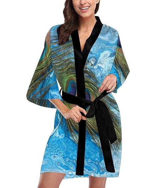 Robes Custom Blue&Red Fiery Dragons Women Kimono Robes Beach Cover Up for Parties Wedding (XS-2XL) - Multi 4 - CE18ZDDQ225