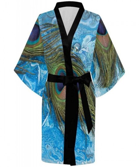 Robes Custom Blue&Red Fiery Dragons Women Kimono Robes Beach Cover Up for Parties Wedding (XS-2XL) - Multi 4 - CE18ZDDQ225