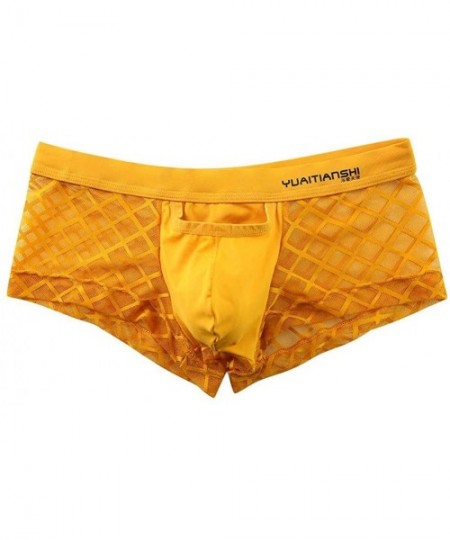 Briefs Men's Breathable Mesh Briefs Spandex Semi See Through Sports Jockstrap Athletic Supporter Trunks Bikini Underwear - Ye...