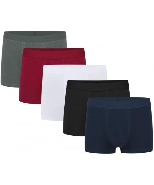 Boxer Briefs Men's Underwear Classic 5-Pack Cotton Stretch Boxer Briefs - Black/Wine Red/Dark Grey/White/Navy Blue - C5194CZXC6H