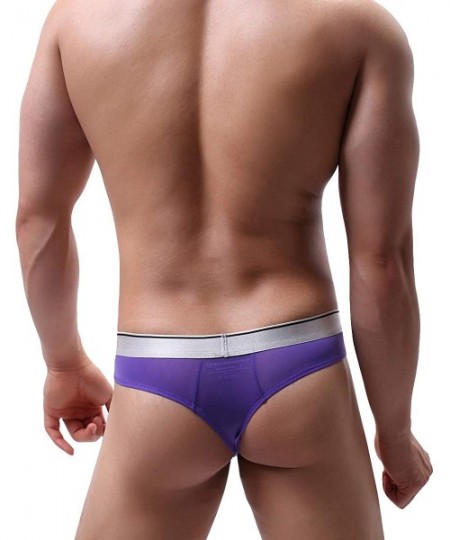 Briefs Men's Briefs Underwear Stretch Hip with Comfort Waistband Low Rise Big Pouch Solid Color - Purple - CD18UXS5HT5