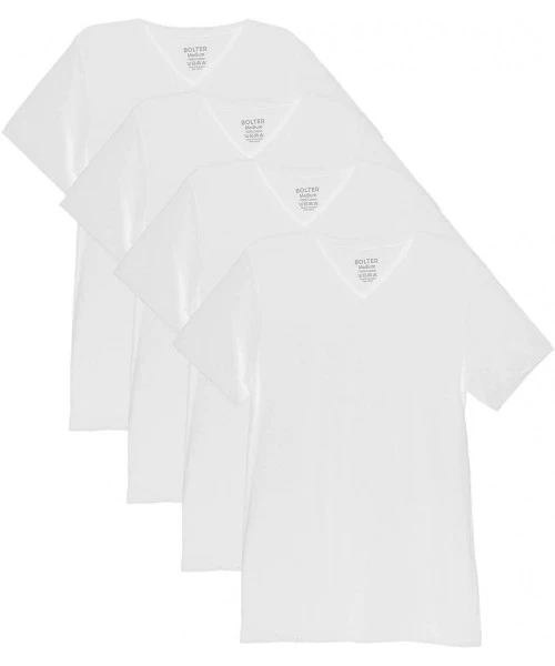 Undershirts 4 Pack Men's Everyday Cotton Blend V Neck Short Sleeve T Shirt - 4pk White - CN182KWX4A4