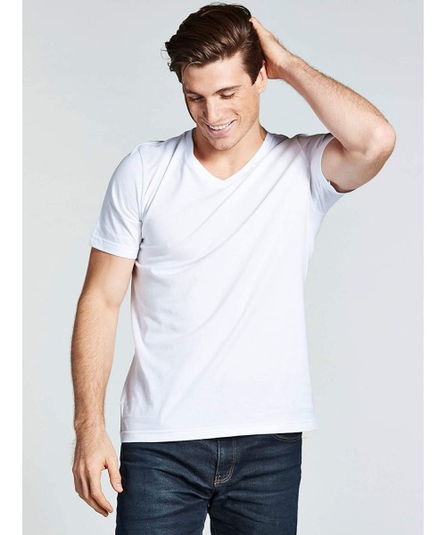 Undershirts 4 Pack Men's Everyday Cotton Blend V Neck Short Sleeve T Shirt - 4pk White - CN182KWX4A4