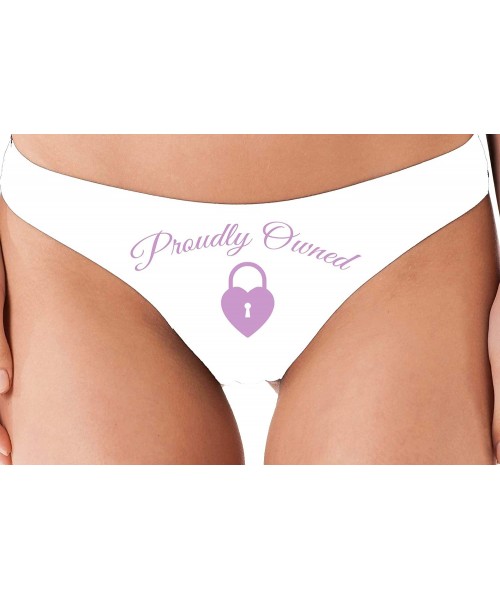 Panties BDSM Proudly Owned White Thong for Your Submissive Sub Slut - Lavender - CH18NUU698K