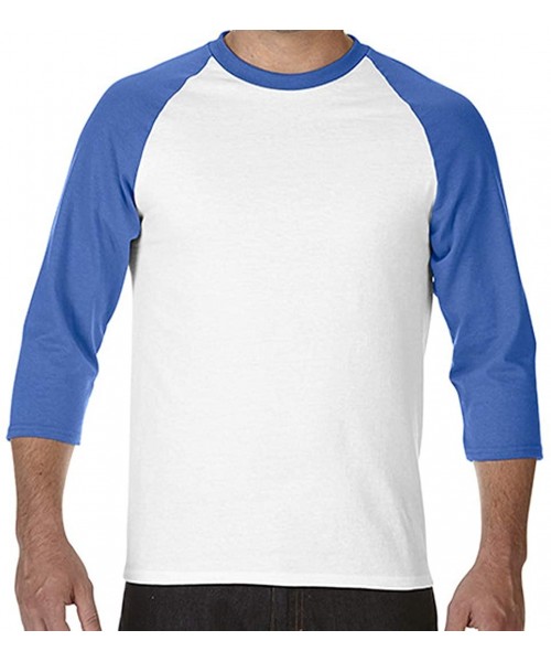 Undershirts Men's Casual Classic Fit Long Sleeve Solid Heavy Cotton T-Shirt| 1Pack/2 Pack - Raglan-blue - CT197HSHUW5
