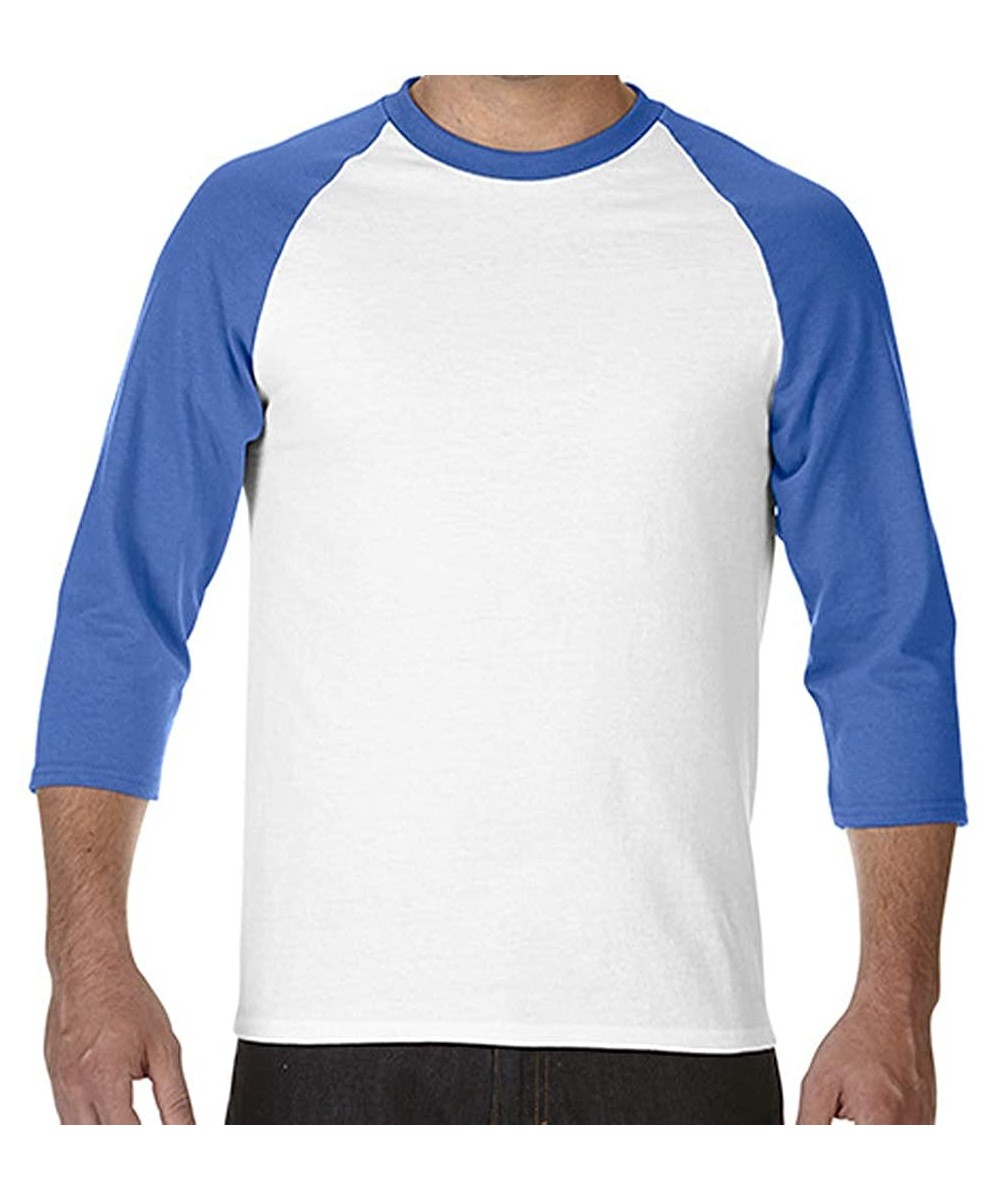 Undershirts Men's Casual Classic Fit Long Sleeve Solid Heavy Cotton T-Shirt| 1Pack/2 Pack - Raglan-blue - CT197HSHUW5