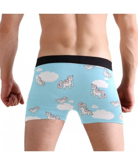 Boxer Briefs Mens No Ride-up Underwear USA Flag Boxer Briefs - White Uincorn - C118Y60EEKX
