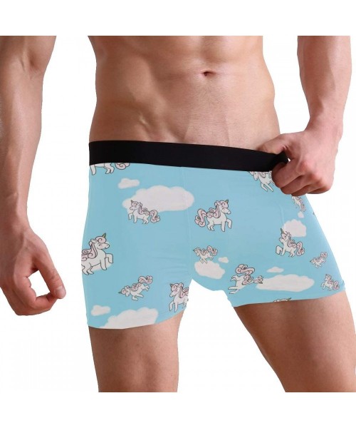 Boxer Briefs Mens No Ride-up Underwear USA Flag Boxer Briefs - White Uincorn - C118Y60EEKX