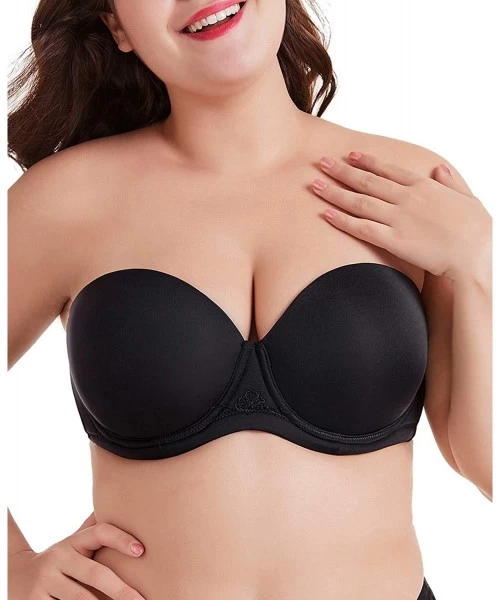 Bras Women's Multiway Strapless Bra Full Figure Underwire Contour Beauty Back Plus Size Bra - Black - CJ1965IW8HG