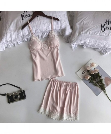 Bustiers & Corsets Sleepwear 2020 Summer Set Bud Silk Gauze Pajamas Womens-Fashion Sexy Lace Lingerie Temptation Babydoll - B...