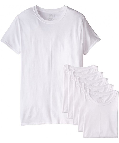 Undershirts Men's Cotton Crew-Neck Tagless Undershirts Tanks T-Shirts - White - CG12E0CA47X